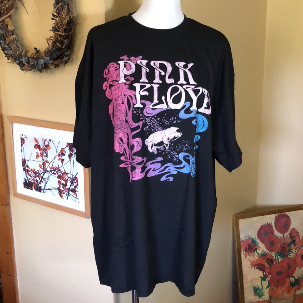 PINK FLOYD Size 2X Repro ‘73 Concert Tee Pig & WaterGirl GROOVY Rock-n-Roll NEW